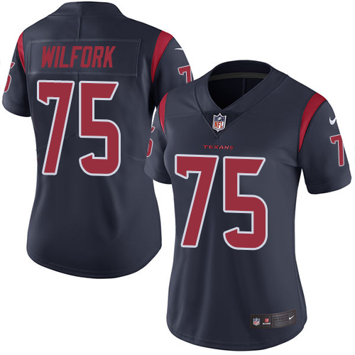 Women's Elite Vince Wilfork Nike Jersey Navy Blue - #75 Rush NFL Houston Texans